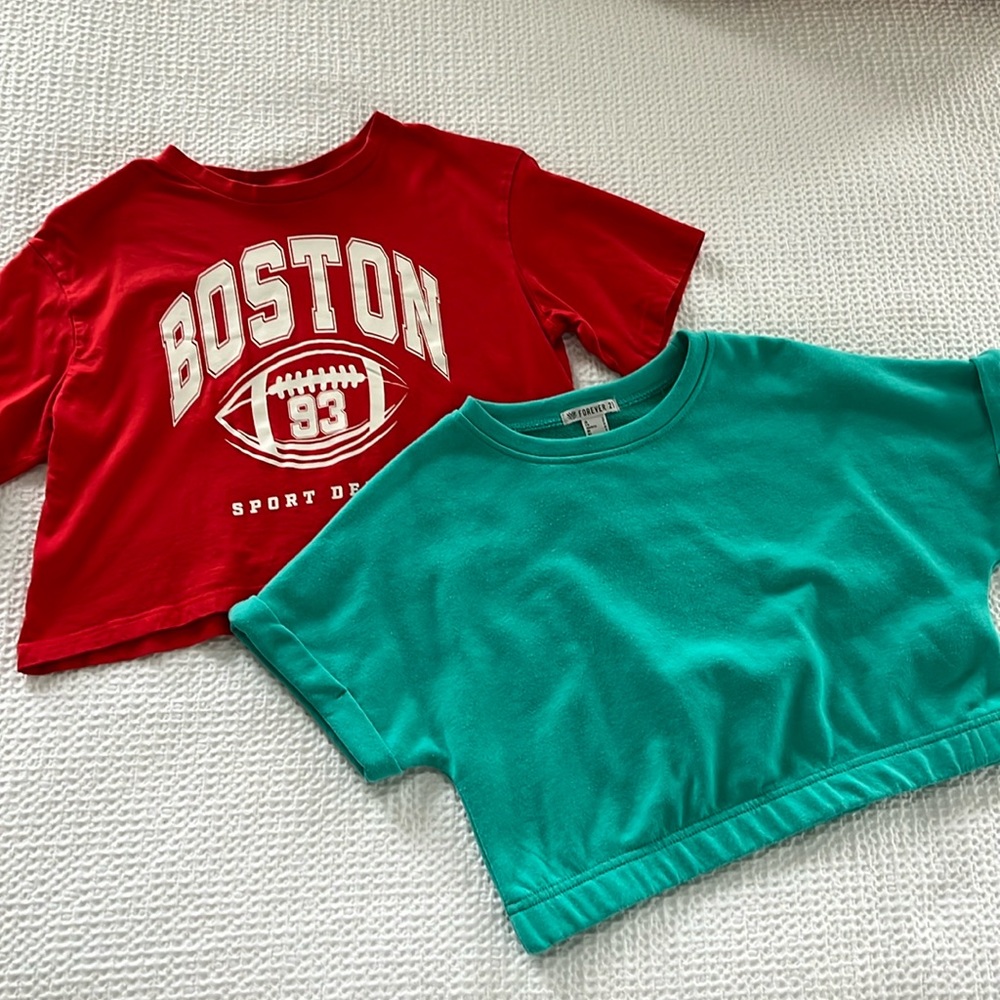 Set of 2 cropped Tees, Size 12/14